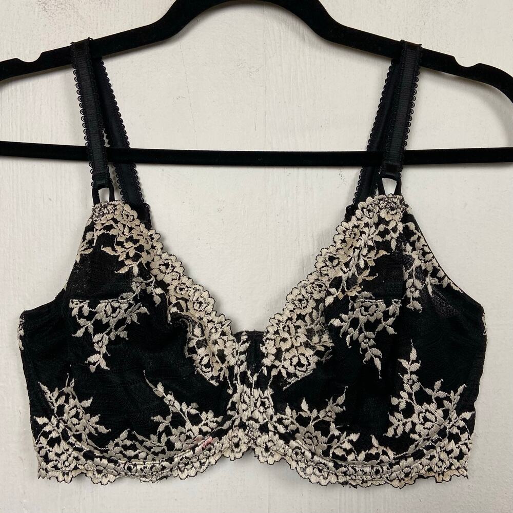 Wacoal Embrace Lace Black Underwire Floral Embroidered Bra Unlined 65191 36DDD